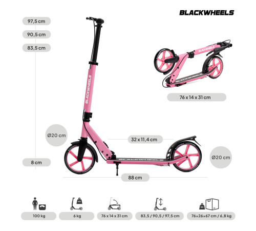 Самокат Blackwheels Orio рожевий Самокат Blackwheels Orio рожевий