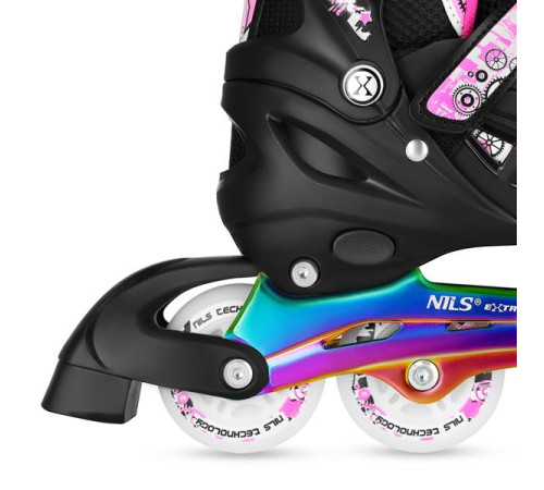 Роликові ковзани 4в1 NILS EXTREME NH10905 розмір S 31-34, чорно-рожеві