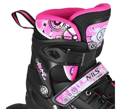 Роликові ковзани 4в1 NILS EXTREME NH10905 розмір S 31-34, чорно-рожеві
