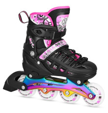 Роликові ковзани 4в1 NILS EXTREME NH10905 розмір M 35-38, чорно-рожеві