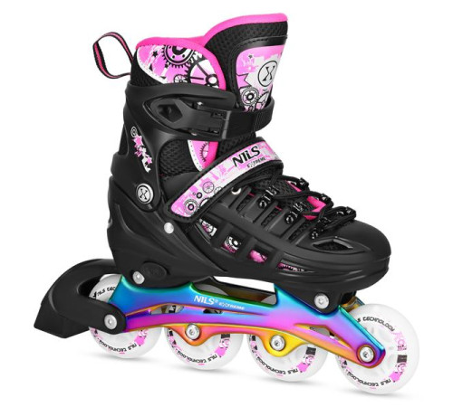 Роликові ковзани 4в1 NILS EXTREME NH10905 розмір M 35-38, чорно-рожеві
