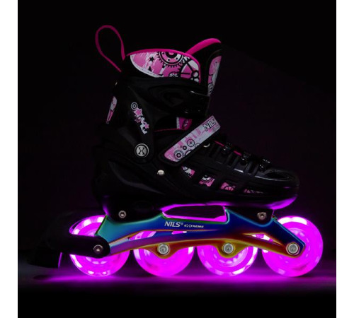 Роликові ковзани 4в1 NILS EXTREME NH10905 розмір M 35-38, чорно-рожеві