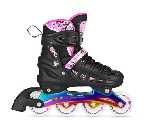 Роликові ковзани 4в1 NILS EXTREME NH10905 розмір M 35-38, чорно-рожеві