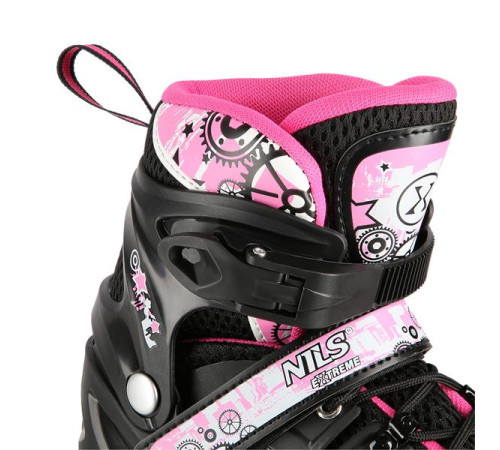 Роликові ковзани 4в1 NILS EXTREME NH10905 розмір M 35-38, чорно-рожеві