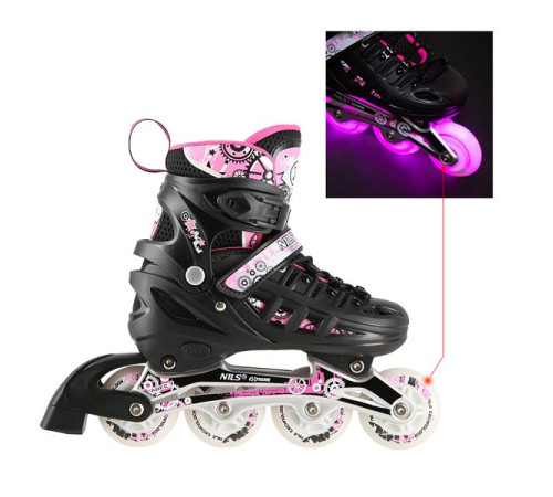Роликові ковзани 4в1 NILS EXTREME NH10905 розмір S 31-34, чорно-рожеві