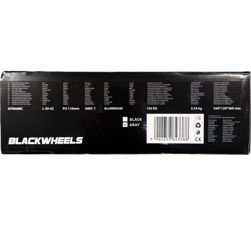 Роликові ковзани Blackwheels Dynamic L - розмір 39-42, сірі Роликові ковзани Blackwheels Dynamic L - розмір 39-42, сірі