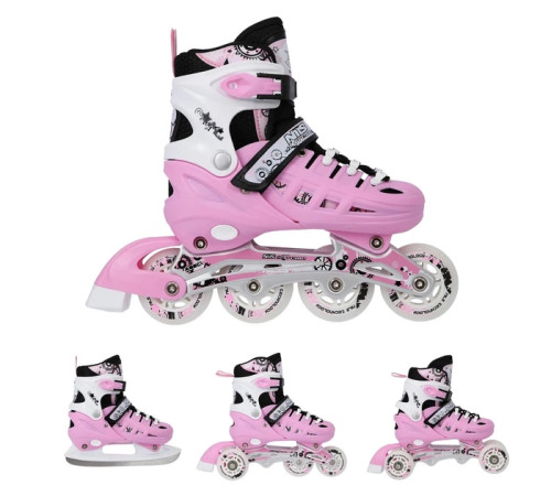Роликові ковзани 4в1 NILS EXTREME NH1090 розмір S 31-34, рожеві