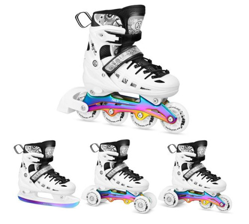 Роликові ковзани 4в1 NILS EXTREME NH10905 розмір S 31-34, чорно-білі