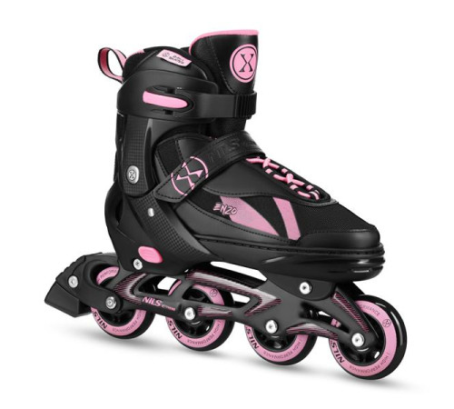 Роликові ковзани 2в1 NILS EXTREME NH382 розмір XS 28-31, чорно-рожеві