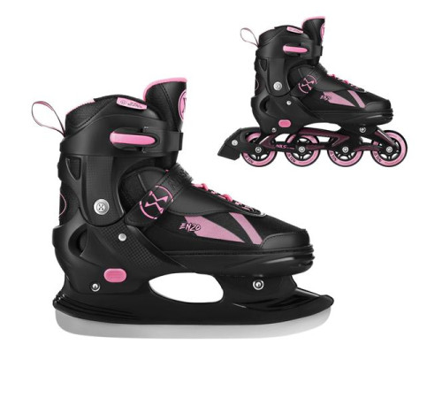 Роликові ковзани 2в1 NILS EXTREME NH382 розмір XS 28-31, чорно-рожеві