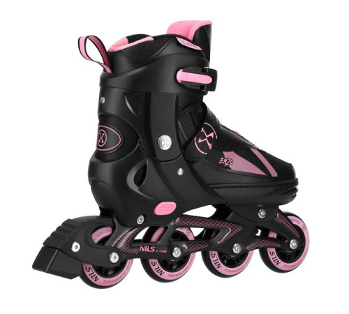 Роликові ковзани 2в1 NILS EXTREME NH382 розмір XS 28-31, чорно-рожеві