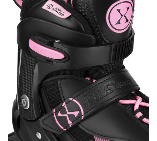 Роликові ковзани 2в1 NILS EXTREME NH382 розмір XS 28-31, чорно-рожеві