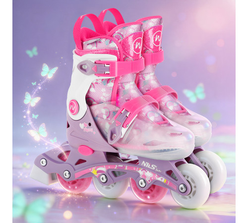 Роликові ковзани NILS FUN NJ1025 FLIPZY розмір S 31–34, рожеві