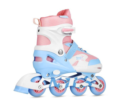 Роликові ковзани з комплектом захисту NILS EXTREME Moonbeam NA0189 розмір M 35-38, блакитно-рожеві