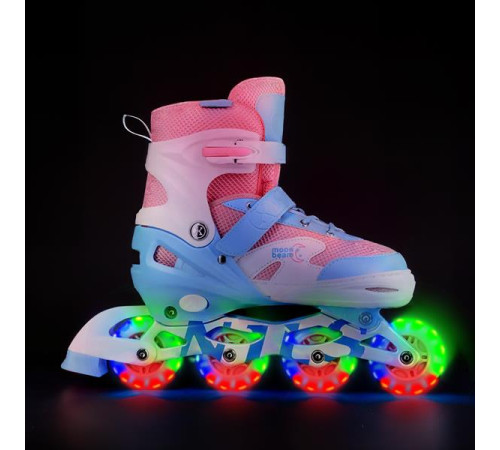 Роликові ковзани з комплектом захисту NILS EXTREME Moonbeam NA0189 розмір M 35-38, блакитно-рожеві