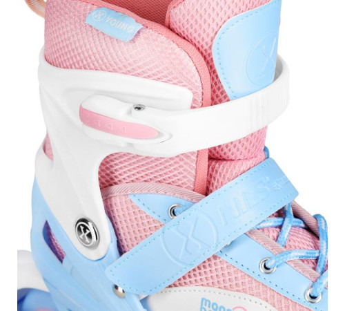 Роликові ковзани з комплектом захисту NILS EXTREME Moonbeam NA0189 розмір L 39-42, блакитно-рожеві