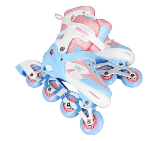 Роликові ковзани з комплектом захисту NILS EXTREME Moonbeam NA0189 розмір L 39-42, блакитно-рожеві