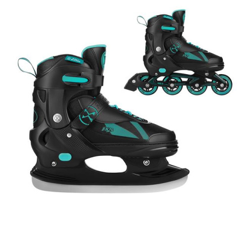 NH382 IN-LINE SKATES/HOCKEY ICE SKATES SET 2IN1 ENZO GREEN SIZE L(40-43) NILS EXTREME