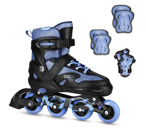 Роликові ковзани з комплектом захисту NILS EXTREME Moonbeam NA0189 розмір M 35-38, чорно-сині
