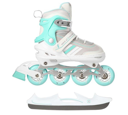 Роликові ковзани 2в1 NILS EXTREME NH18191 розмір M 34-38, біло-блакитні