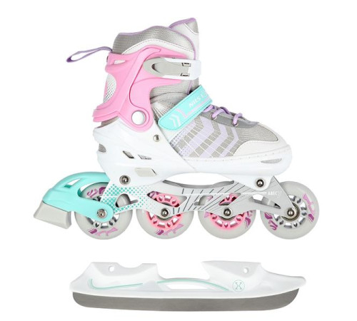 Роликові ковзани 4в1 NILS EXTREME NH18192 розмір S 29-33, біло-рожевий