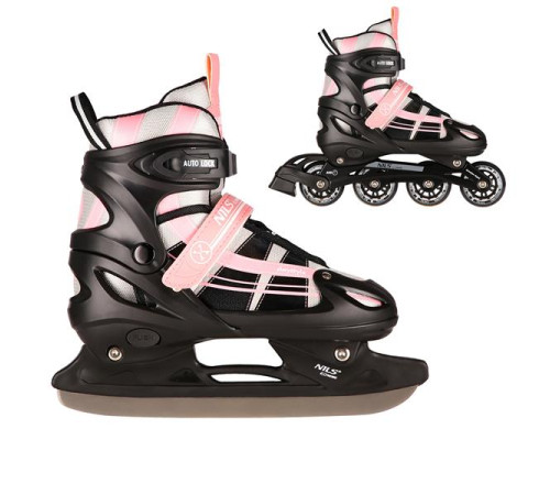 Роликові ковзани 2в1 NILS EXTREME NH18366A розмір L 39-42, чорно-рожеві