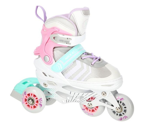 Роликові ковзани 4в1 NILS EXTREME NH18192 розмір M 34-38, біло-рожеві