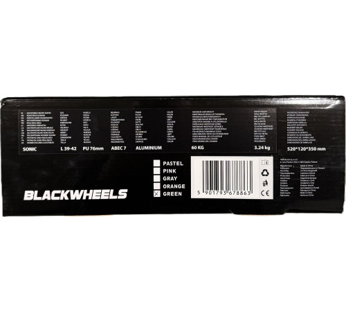 Роликові ковзани Blackwheels Sonic XL - розмір 39-42, чорно-зелені Роликові ковзани Blackwheels Sonic XL - розмір 39-42, чорно-зелені
