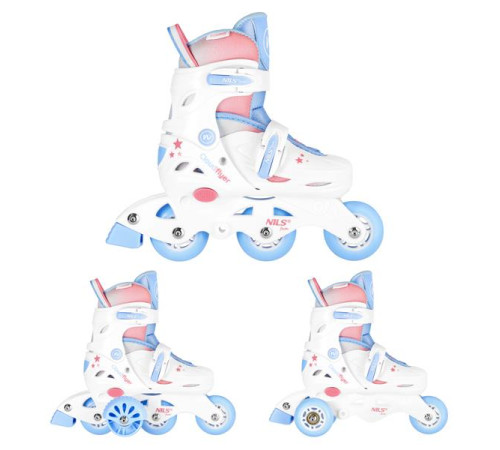 Роликові ковзани NILS FUN NJ1190 розмір S 30-33, біло-блакитні