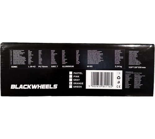 Роликові ковзани Blackwheels Sonic XL - розмір 39-42, чорно-білі Роликові ковзани Blackwheels Sonic XL - розмір 39-42, чорно-білі