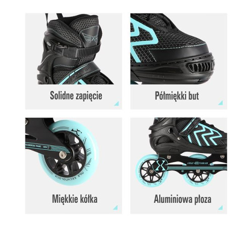 Роликові ковзани NILS EXTREME NA19318 розм. S (31-34) чорно-бірюзовий Роликові ковзани NILS EXTREME NA19318 розм. S (31-34) чорно-бірюзовий