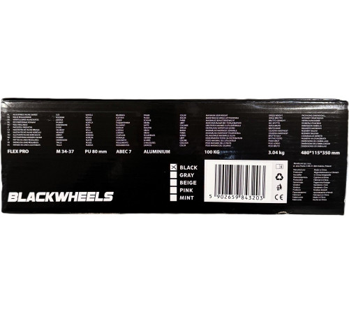 Роликові ковзани Blackwheels Flex Pro M - розмір 34-37, чорні Роликові ковзани Blackwheels Flex Pro M - розмір 34-37, чорні