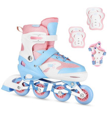 Роликові ковзани з комплектом захисту NILS EXTREME Moonbeam NA0189 розмір S 31-34, блакитно-рожеві