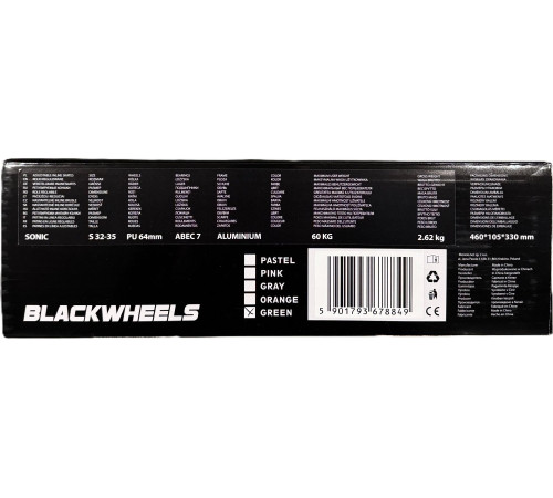 Роликові ковзани Blackwheels Sonic M - розмір 32-35, чорно-зелені Роликові ковзани Blackwheels Sonic M - розмір 32-35, чорно-зелені