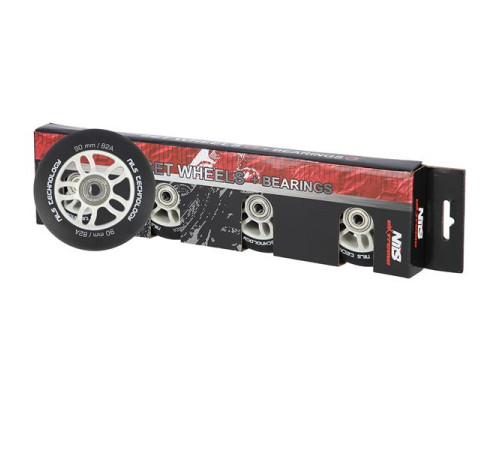 PU 90x24 82A BLACK MAT (4 szt.) + ABEC-9 (8 szt.) SET NILS EXTREME PU 90x24 82A BLACK MAT (4 szt.) + ABEC-9 (8 szt.) SET NILS EXTREME