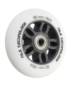 Колеса для роликових ковзанів PU 90x24 82A  (4 szt.) + ABEC-9 CHROME (8 szt.) ZESTAW NILS EXTREME - білі матові 