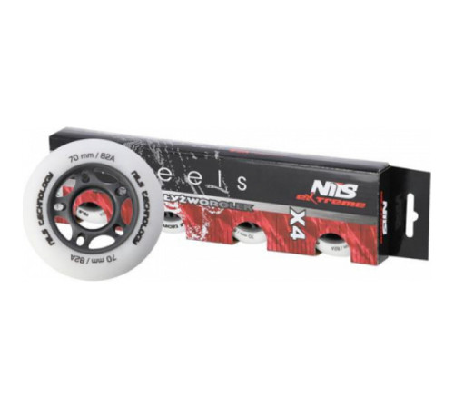 Колеса для роликових ковзанів PU 70x24 82A (4 szt.) NILS EXTREME - білі матові Колеса для роликових ковзанів PU 70x24 82A (4 szt.) NILS EXTREME - білі матові