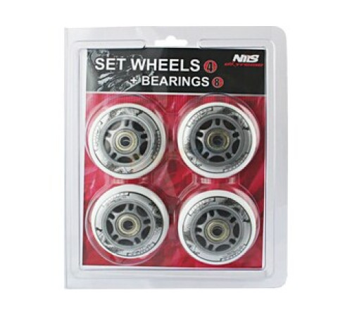 Колеса для роликових ковзанів PU 64x24 82A (4 pcs) + ABEC-7 (8 pcs) SET NILS EXTREME - білий Колеса для роликових ковзанів PU 64x24 82A (4 pcs) + ABEC-7 (8 pcs) SET NILS EXTREME - білий