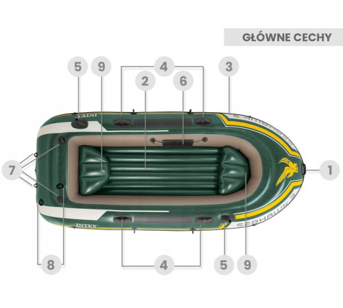 Надувний човен Intex 68380 Seahawk 3, 295 x 137 x 43 см Надувний човен Intex 68380 Seahawk 3, 295 x 137 x 43 см
