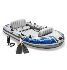 Човен надувний Intex Excursion 4 315 x 165 x 43 см, сіро-синій