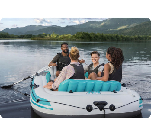 Човен надувний Bestway Hydro-Force Adventure Elite X4 315 х 165 см, блакитно-сірий