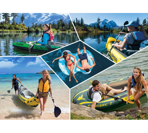 Каяк надувний Intex EXPLORER K2 312 x 91 x 51 см, жовто-сірий