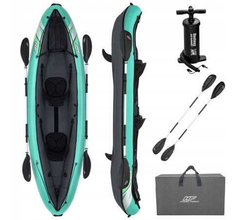 Каяк надувний Bestway Hydro-Force Ventura X2 330 х 86 см, чорно-м'ятний