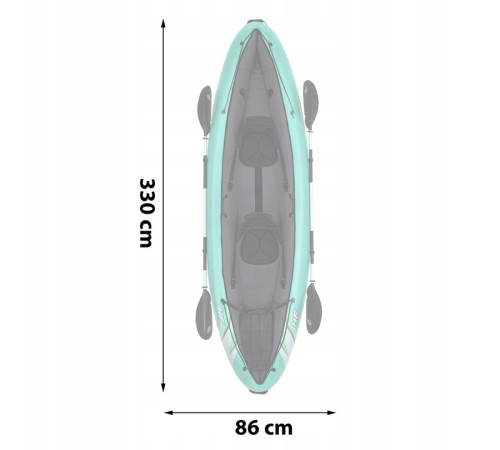 Каяк надувний Bestway Hydro-Force Ventura X2 330 х 86 см, чорно-м'ятний