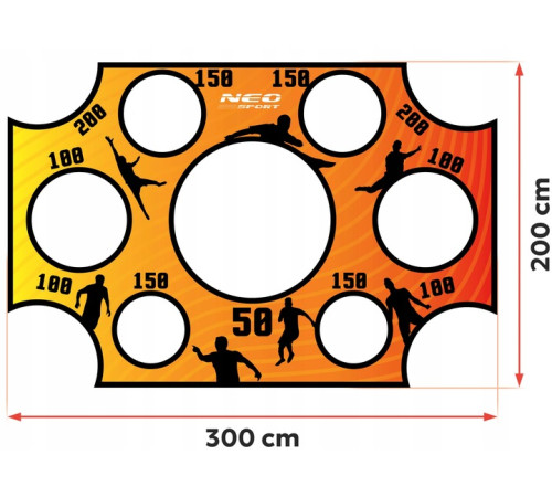 Мішень для футбольних воріт Neo-Sport NS-1479 300 х 200 см, помаранчева