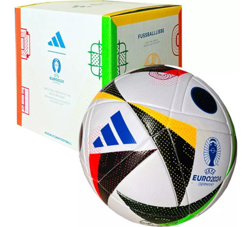 М'яч футбольний Adidas Euro24 Fussballliebe IN9369 розмір 4, чорно-білий М'яч футбольний Adidas Euro24 Fussballliebe IN9369 розмір 4, чорно-білий