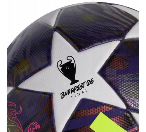 Футбольний м'яч Adidas UCL League Junior 2026 Budapest розмір 5, біло-фіолетовий