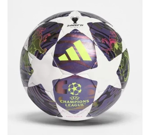 М'яч футзальний Adidas Final 26 Budapest SALA PRO розмір 4, біло-фіолетовий