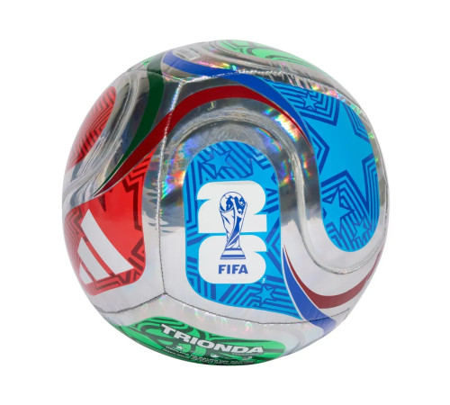 Футбольний м'яч Adidas World Cup 26 Trionda Training Foil розмір 5, сріблясто-синій