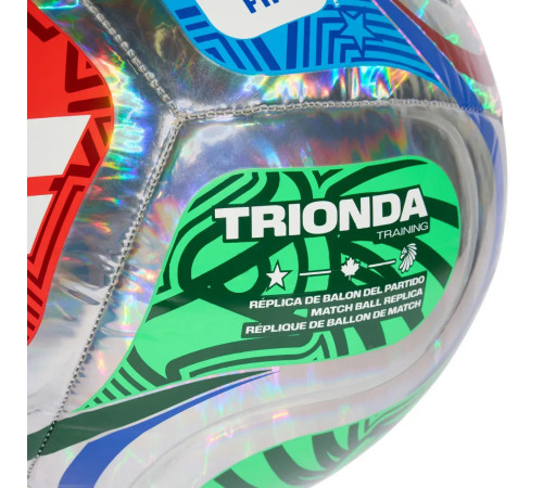 Футбольний м'яч Adidas World Cup 26 Trionda Training Foil розмір 5, сріблясто-синій